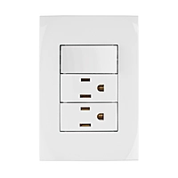Placa armada 2 contactos e interruptor, línea Oslo, blanco - PA-APCO-O3B / 46489