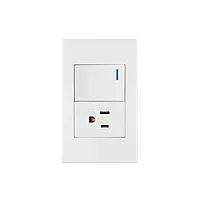 Placa armada 1 interruptor,1contacto,1.5mod,Española, blanco - PA-APCO15-EB / 45591