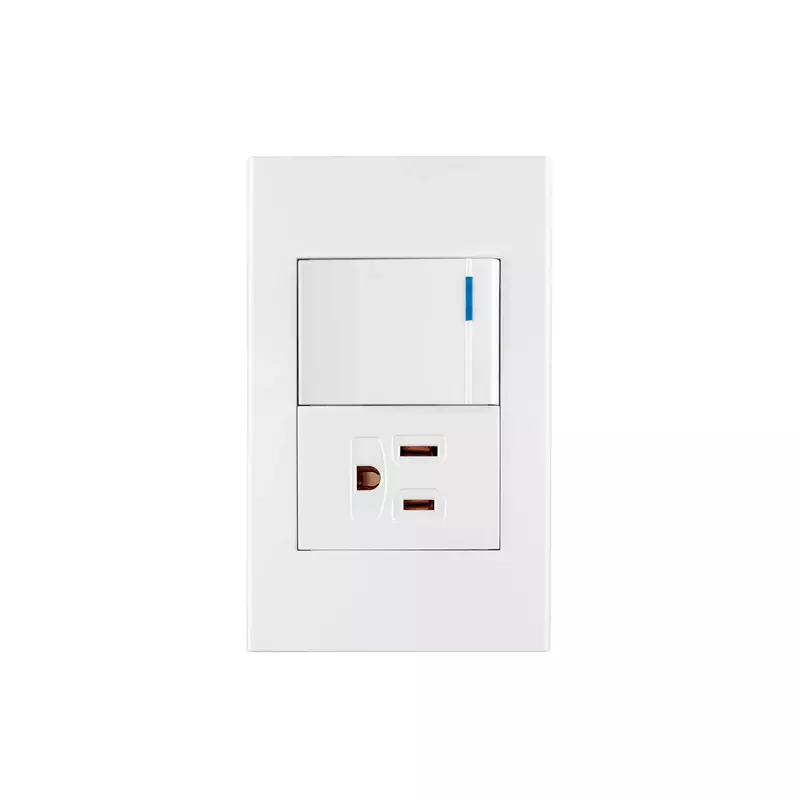Placa armada 1 interruptor,1contacto,1.5mod,Española, blanco - PA-APCO15-EB / 45591
