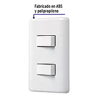 Placa armada con 2 interruptores sencillos, Volteck Basic - PA-APDO-B / 25080