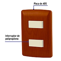 Placa armada 1 interruptor 1 escalera, madera,línea Italiana - PA-APDO-EIM / 49932