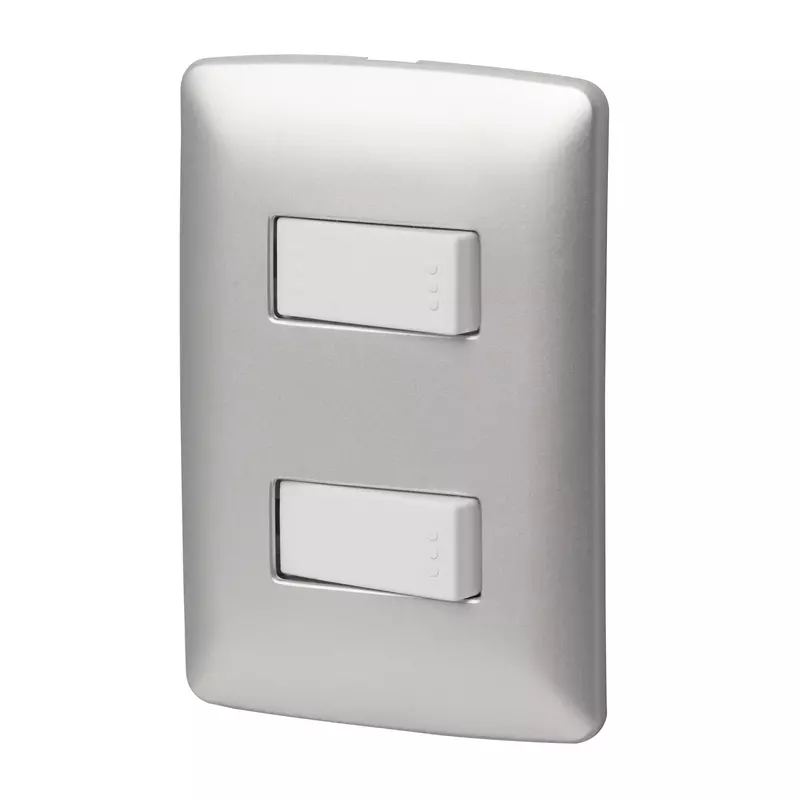 Placa armada 1 interruptor 1 escalera, plata, línea Italiana - PA-APDO-EIP / 46481