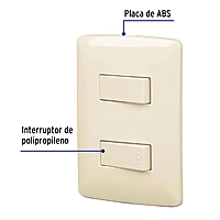 Placa armada 2 interruptores sencillos marfil,línea Italiana - PA-APDO-I / 48662