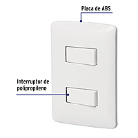 Placa armada, 2interruptores sencillos,blanco,línea Italiana - PA-APDO-IB / 46461