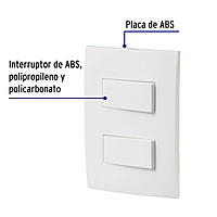 Placa armada 2 interruptores sencillos, línea Oslo, blanco - PA-APDO-OB / 46494