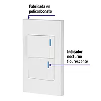 Placa armada 2 interruptores, 1.5 módulos, Española, blanco - PA-APDO15-EB / 45595