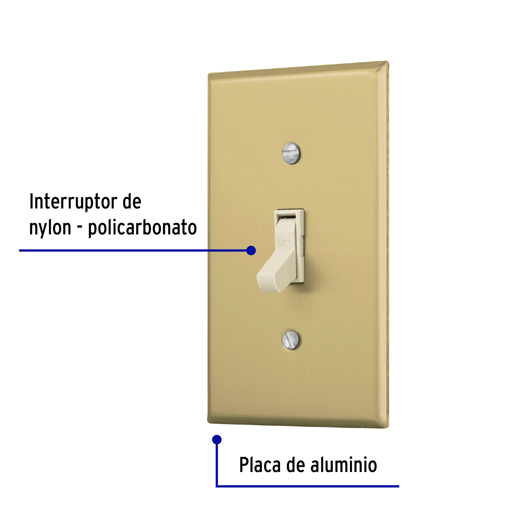 Placa armada interruptor sencillo, línea Standard, aluminio - PA-APSE-SA / 48497