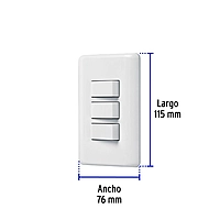 Placa armada con 3 interruptores sencillos, Volteck Basic - PA-APTR-B / 25083