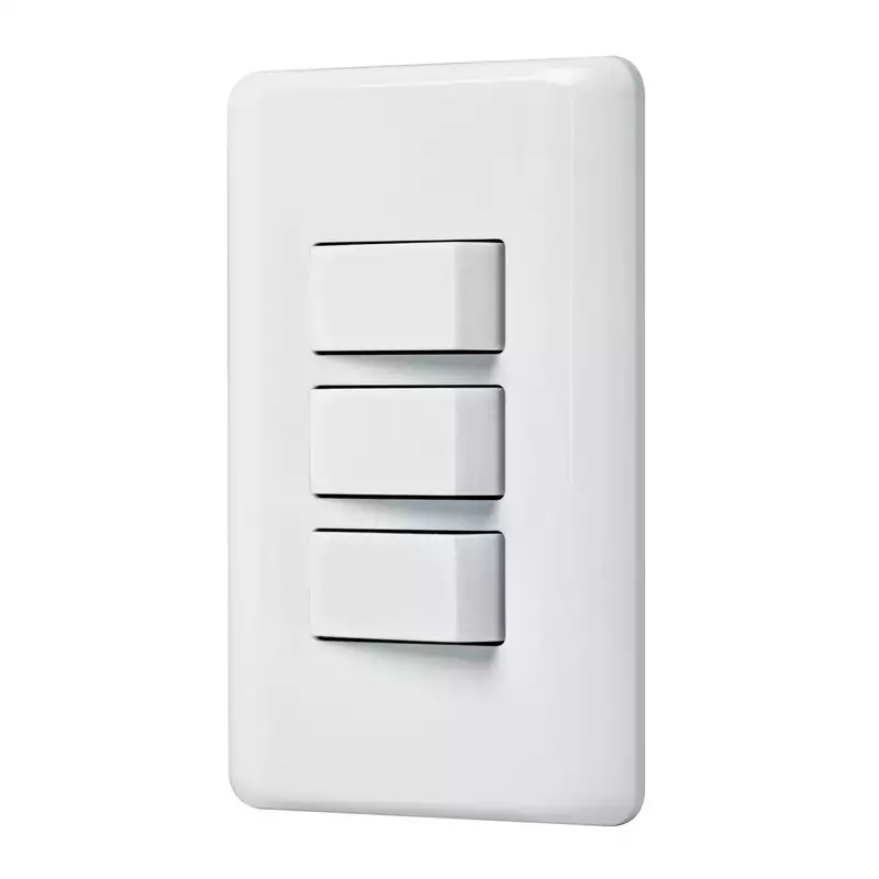 Placa armada con 3 interruptores sencillos, Volteck Basic - PA-APTR-B / 25083