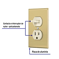 Placa armada interruptor y contacto, línea Standard, alumini - PA-COAP-SA / 48495