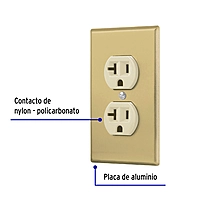 Placa armada contacto dúplex,2 polos,línea Standard, alumini - PA-CODO-MSA / 48496