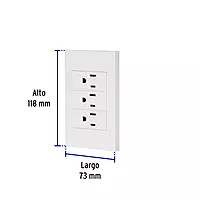 Placa armada 3 contactos, 1 módulo, Española, blanco - PA-COTR-EB / 45598
