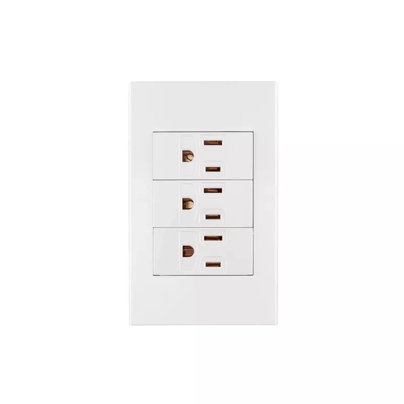Placa armada 3 contactos, 1 módulo, Española, blanco - PA-COTR-EB / 45598