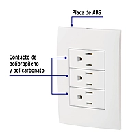 Placa armada 3 contactos aterrizados, línea Oslo, blanco - PA-COTR-OB / 46491
