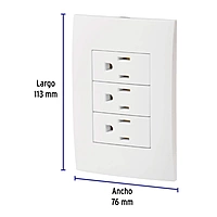 Placa armada 3 contactos aterrizados, línea Oslo, blanco - PA-COTR-OB / 46491