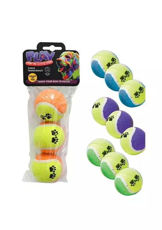 Pet Tennis Ball Paw/Jungle 3pc