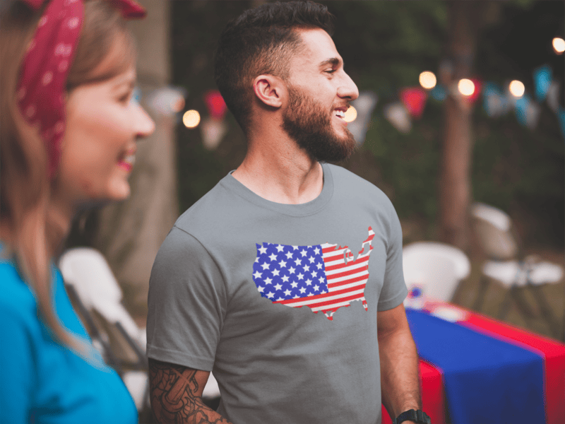Stars & Stripes USA Map T-Shirt
