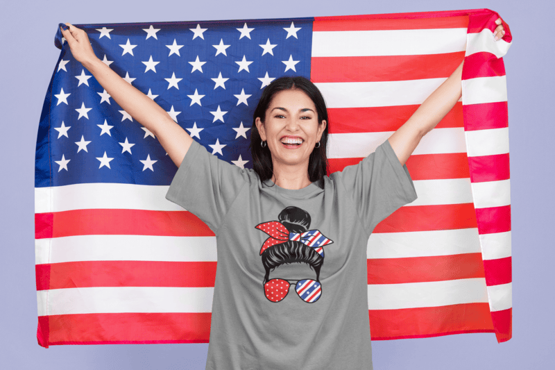Messy Bun Patriotic T-shirt