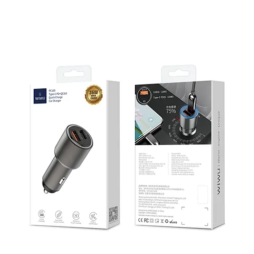 WiWU PC100 Mini Car Charger 18w Fast Charger USB-C