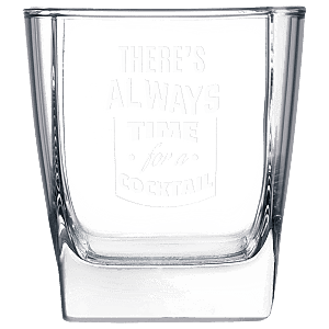 Personalized 10 1/2 oz. Square On the Rocks - 4 Glass Set