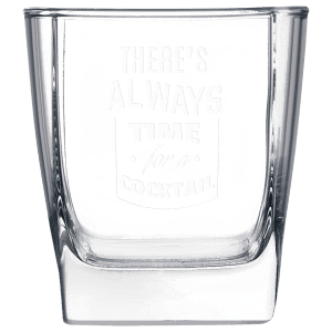 Personalized 10 1/2 oz. Square On the Rocks  - 4 Glass Set