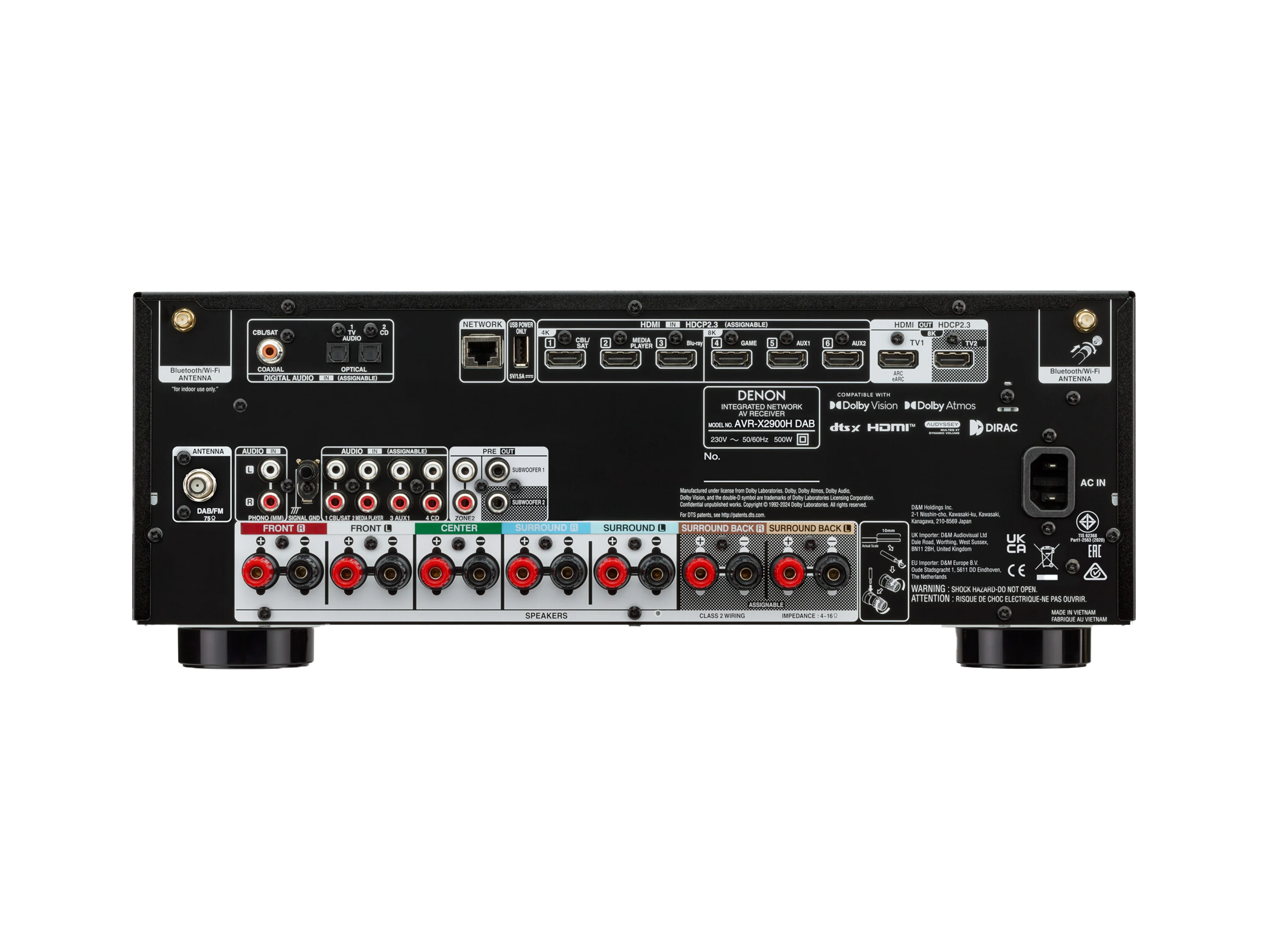 Denon AVR X2900H 4K/8K 7.2-channel AV receiver with Dolby Atmos and HEOS Technology