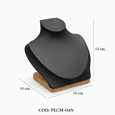 EXHIBIDOR PECHERA CON BASE DE MADERA NEGRO - (32003N)