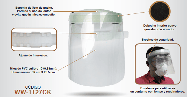 PROTECTOR FACIAL CABEZAL Y MICA WW-1127CK