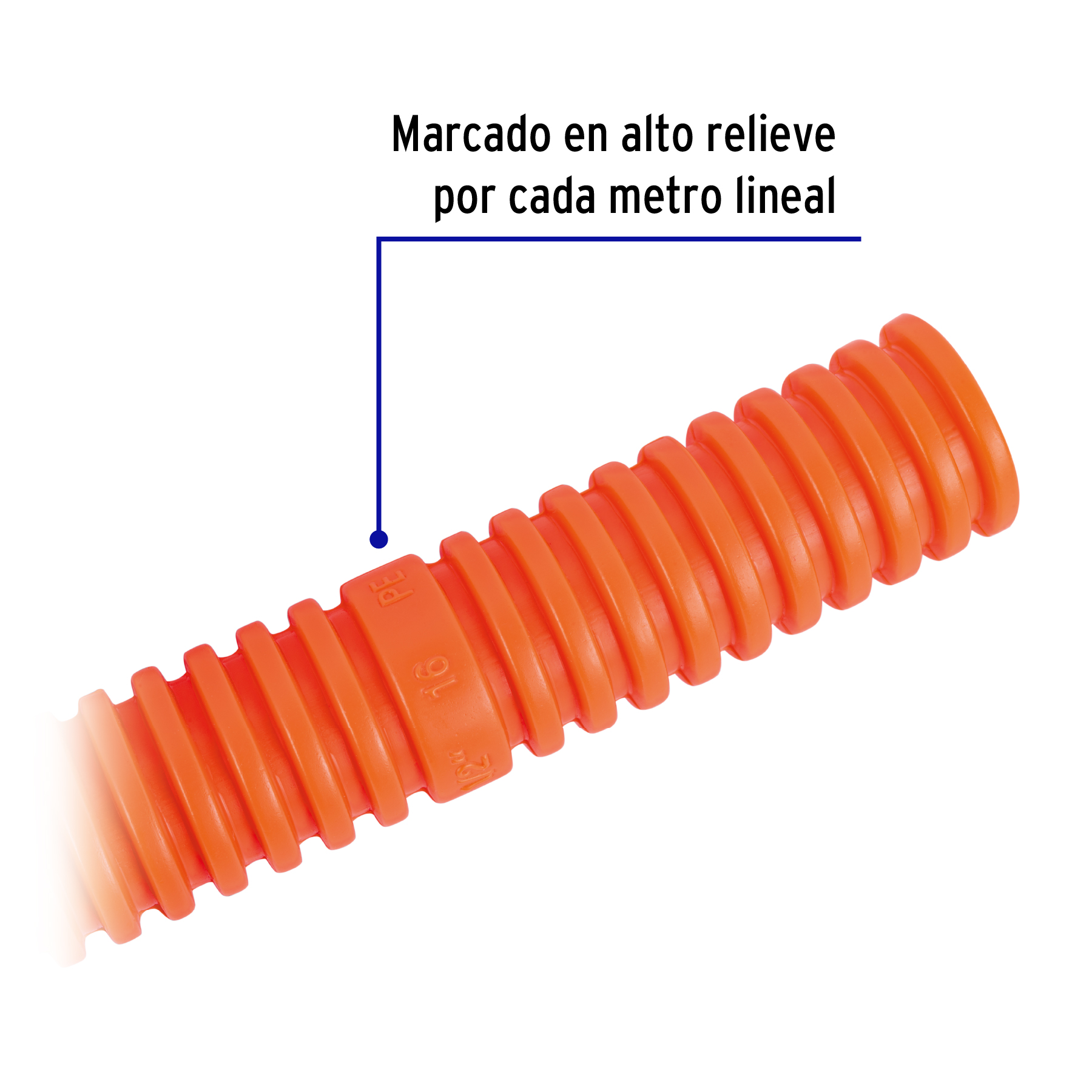 Metro de poliducto 1/2' corrugado flex. s/guía, rollo 100 m - PF-1/2 / 45018