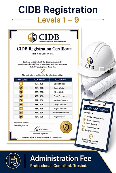 CIDB Registration – Levels 1 to 9