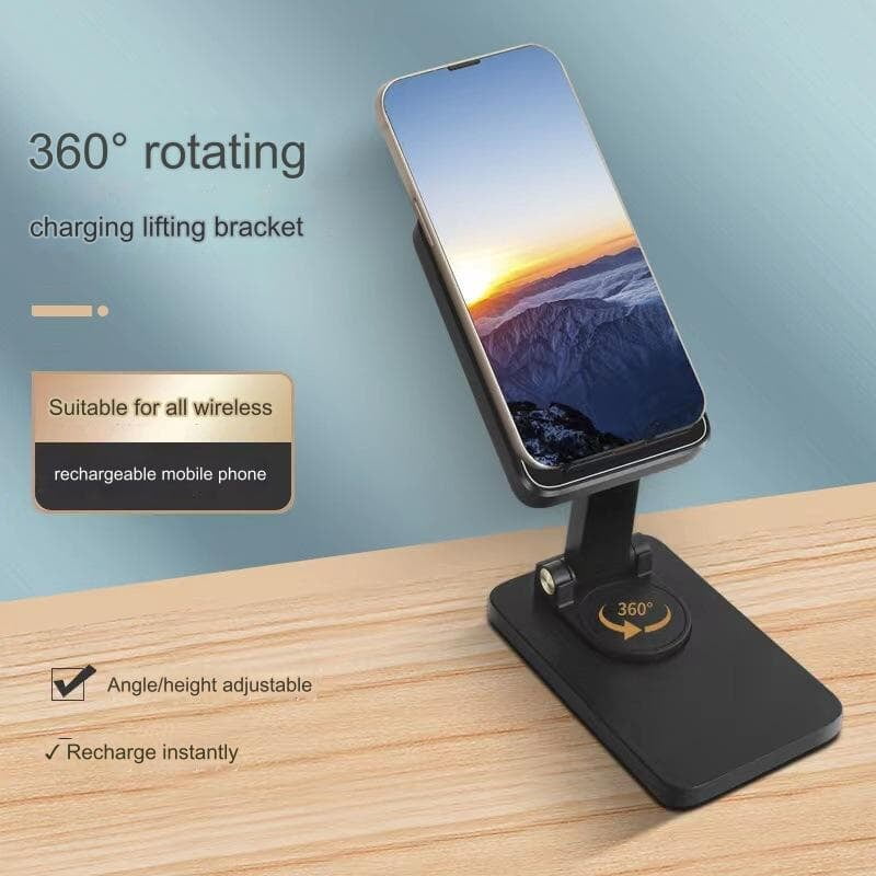 WIRELESS ROTATING FAST CHARGING DESKTOP CHARGER PHONE HOLDER