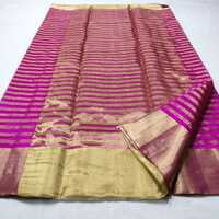 Chanderi Handwoven Full Body  Zari Stripes Saree