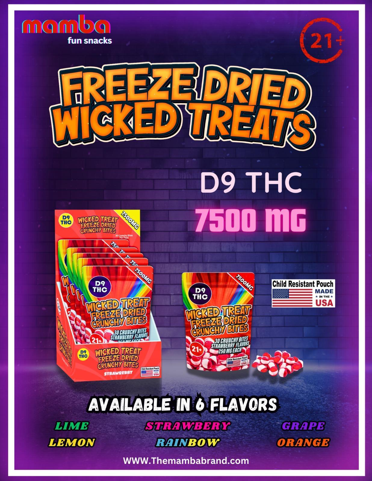 Wicked Treats - 7500 MG - Freeze Dried Crunchy Bites - D9 THC