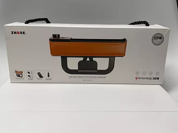 ZHUSE 120W Car Seat Seam Storage Box with Fast Charging & Organizer