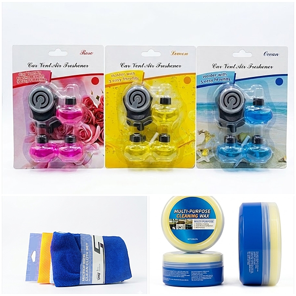 3-in-1 Bundle: Multi-Purpose Cleaning Wax+ 3pcs Microfiber Cloth + 3xVent Air Fresheners