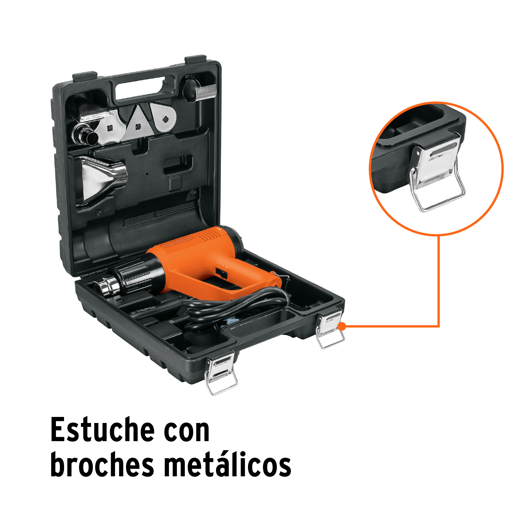 Pistola de calor 2000 W con 9 accesorios, profesional - PISCA-A / 16432