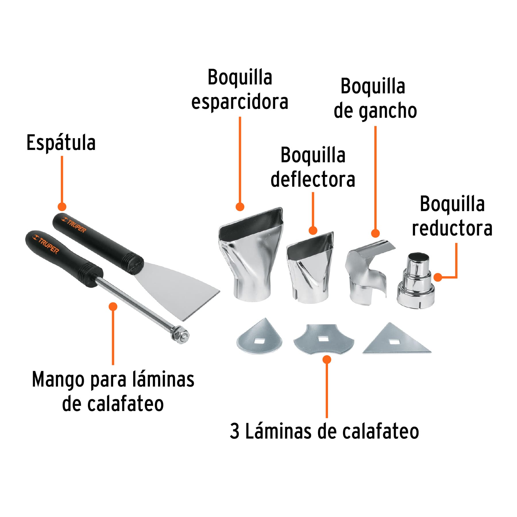 Pistola de calor 2000 W con 9 accesorios, profesional - PISCA-A / 16432