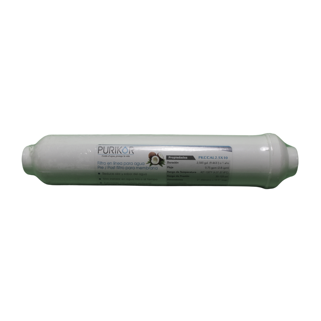 Filtro En Linea De Carbon Activado Granular 1/4Pulg Npt, Diametro 2.5X10Pulg - Pkccal2.5X10
