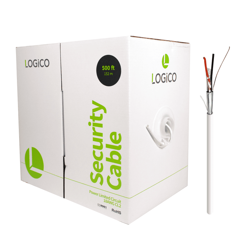Security Cable 18/2 Shielded CCA Stranded 500Ft White