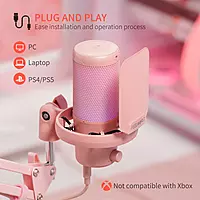 FEELWORLD VM1 Pink Gaming PC USB Microphone Condenser Mic