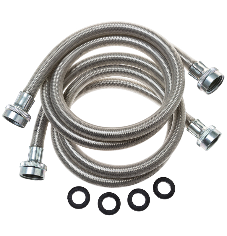 GE® PM14X10005 Universal Washing Machine Stainless Steel Hoses - 2 Pack