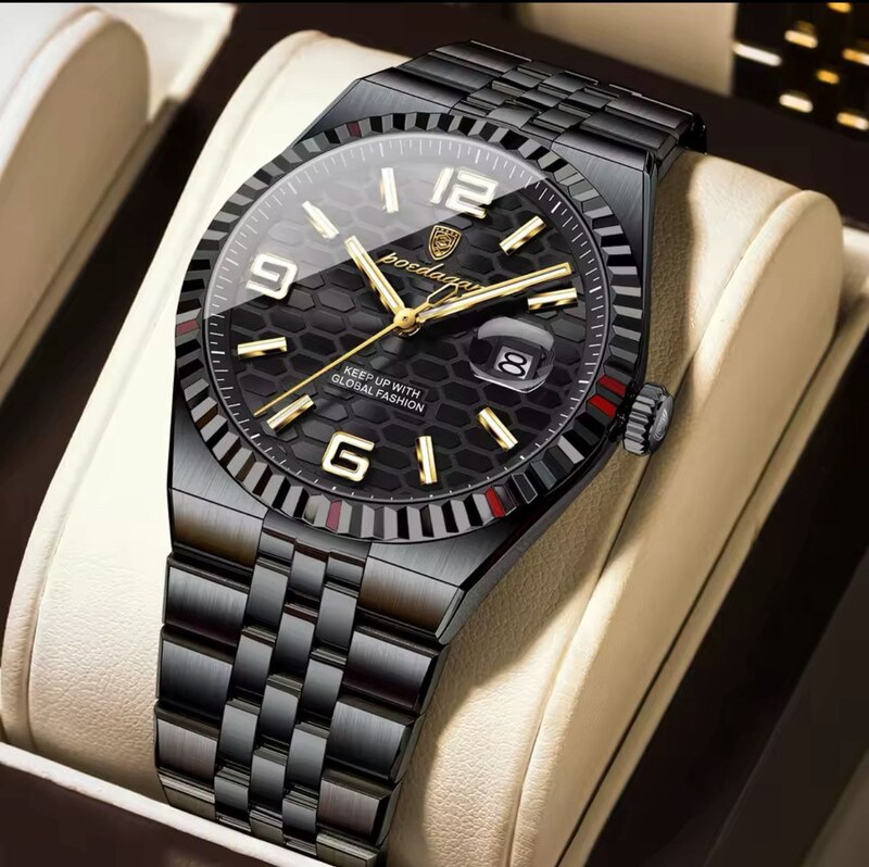 POEDAGAR QUARTZ MOVEMENT WRISTWATCH BLACK/BLACK LAY