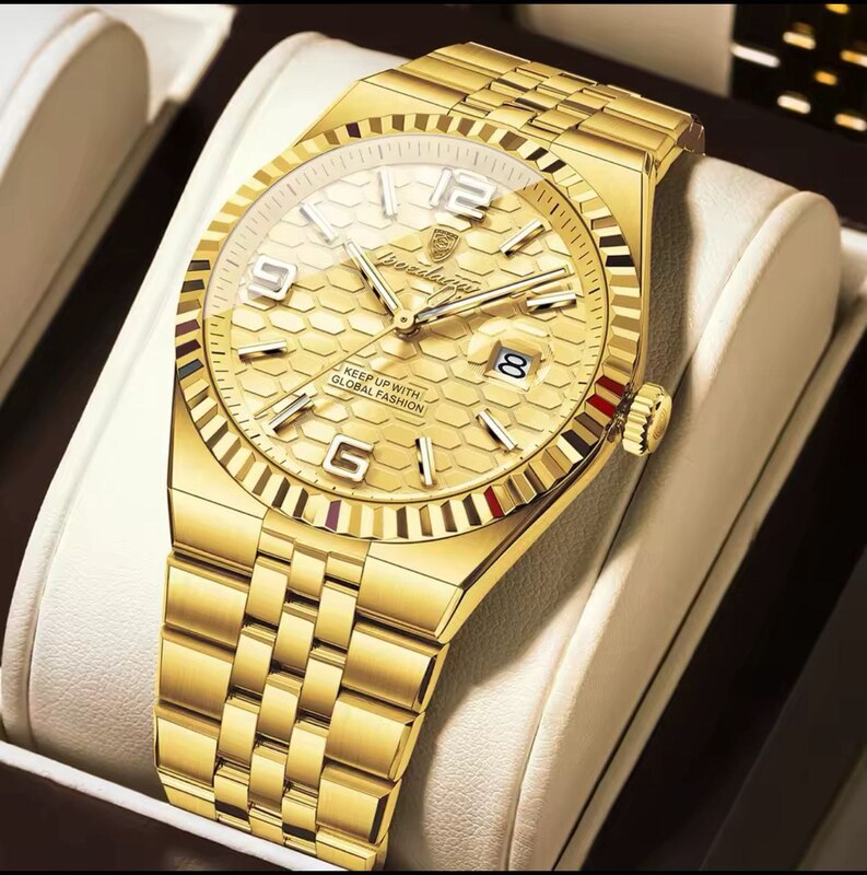 POEDAGAR QUARTZ MOVEMENT WRISTWATCH GOLD/GOLD LAY