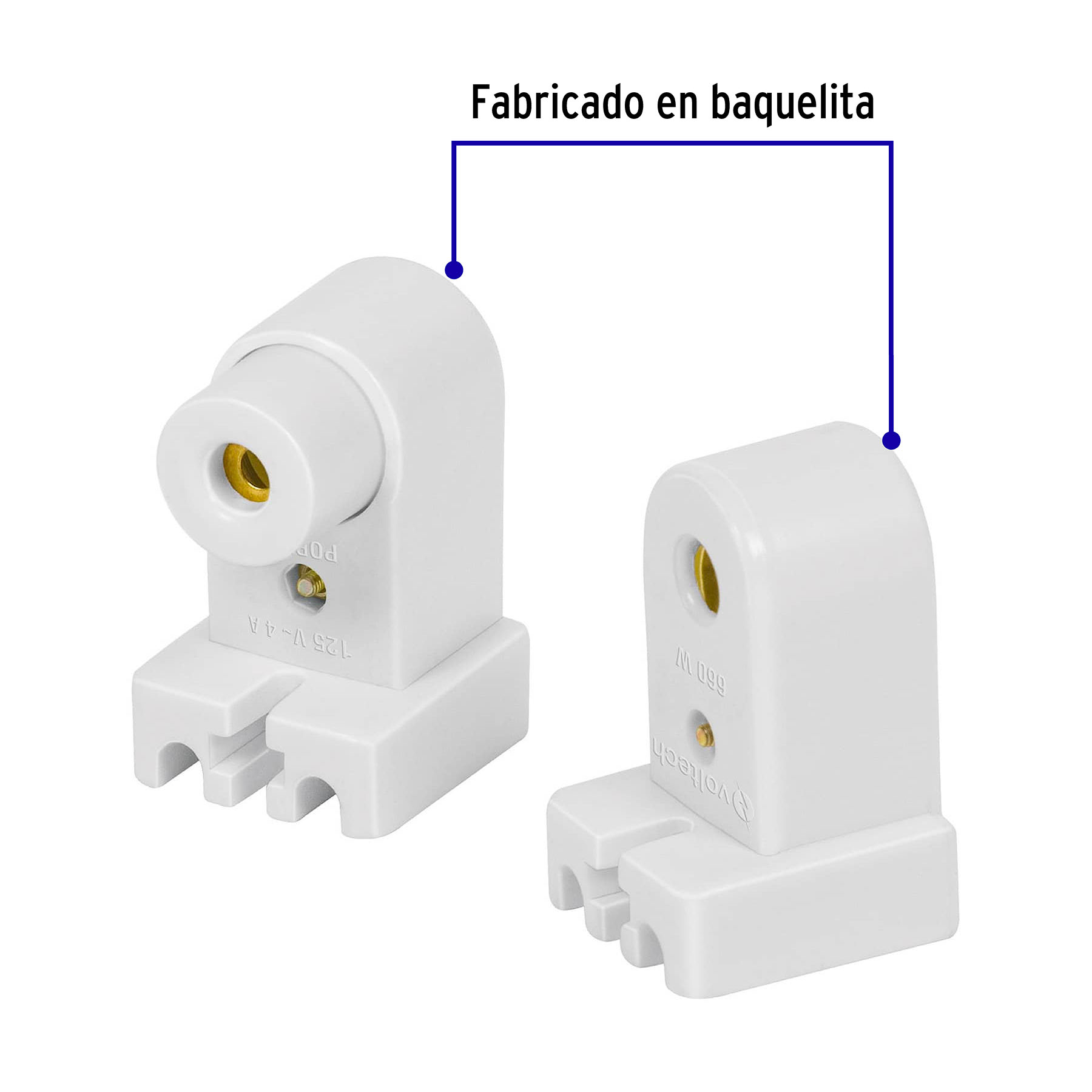 Portalámpara de plástico, slim line, bolsa 2 pzas, Volteck - POPL-14 / 46506