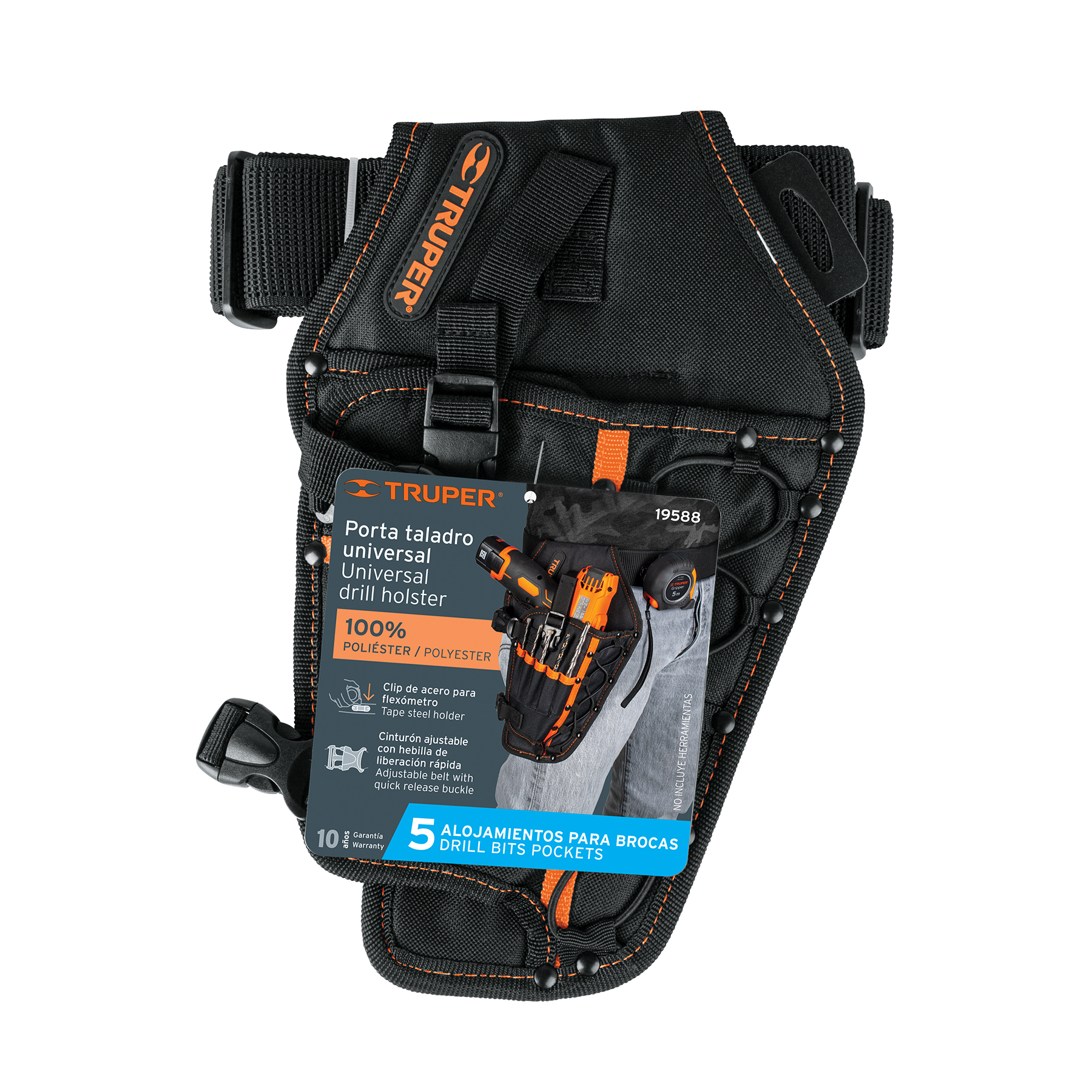 Porta taladro de poliester con cinco compartimentos - POT-5B / 19588