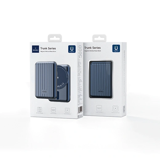 WiWU 5000mAh Magnetic Power Bank Portable Wilreless Fast Charging- Blue