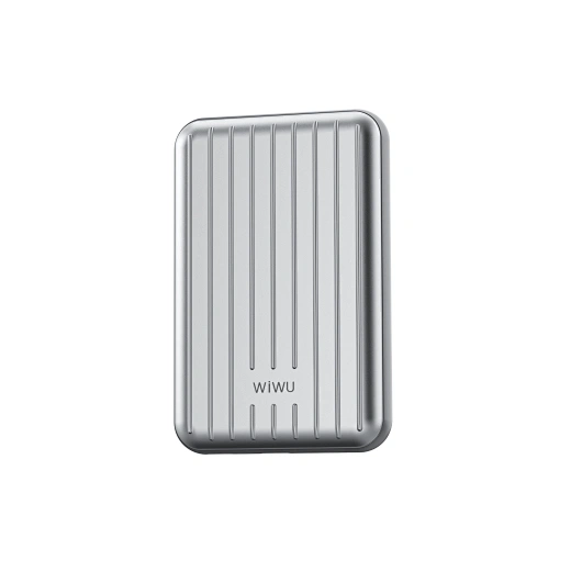 WiWU 5000mAh Magnetic Power Bank Portable Wilreless Fast Charging- Silver