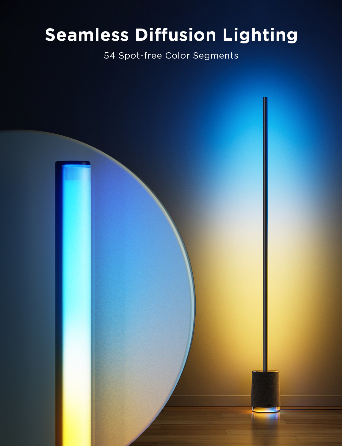 Govee Floor Lamp Pro RGBICWW Smart Floor Lamp with Speaker - 1.7m - Black