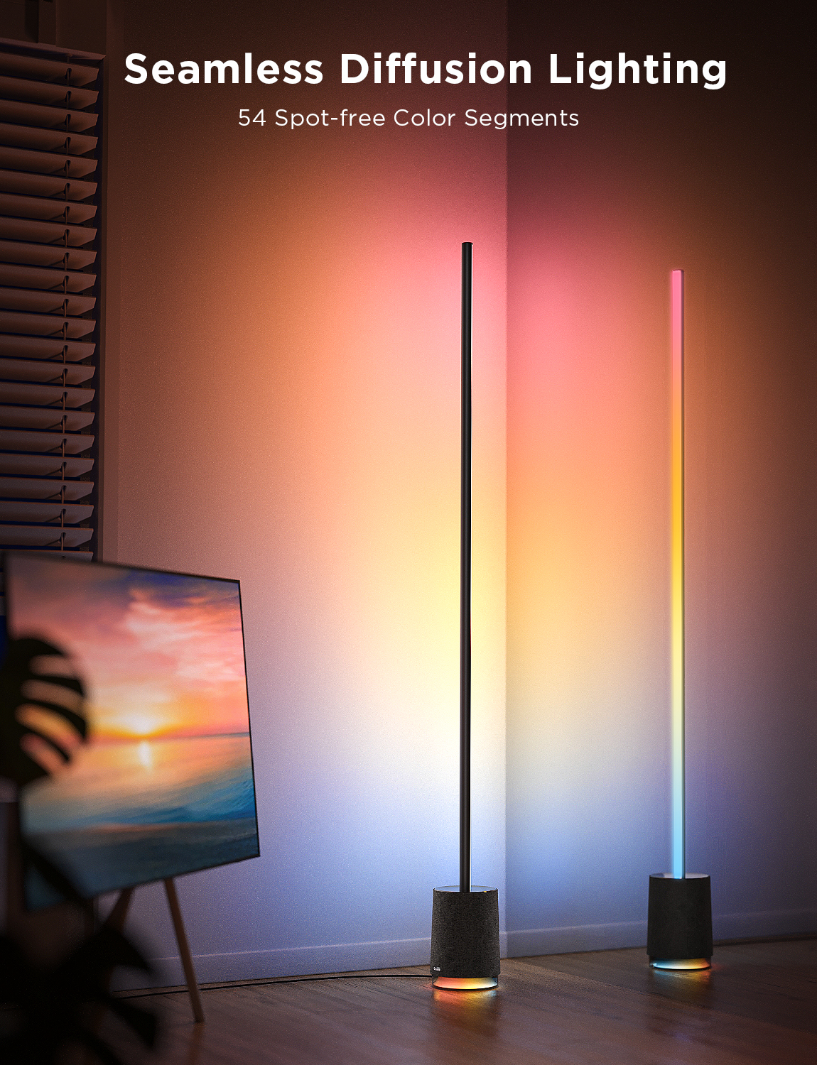 Govee Floor Lamp Pro RGBICWW Smart Floor Lamp with Speaker - 1.7m - Black