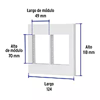 Placa 2 ventanas, 6 módulos, línea Española, color blanco - PP6M-EB / 47065